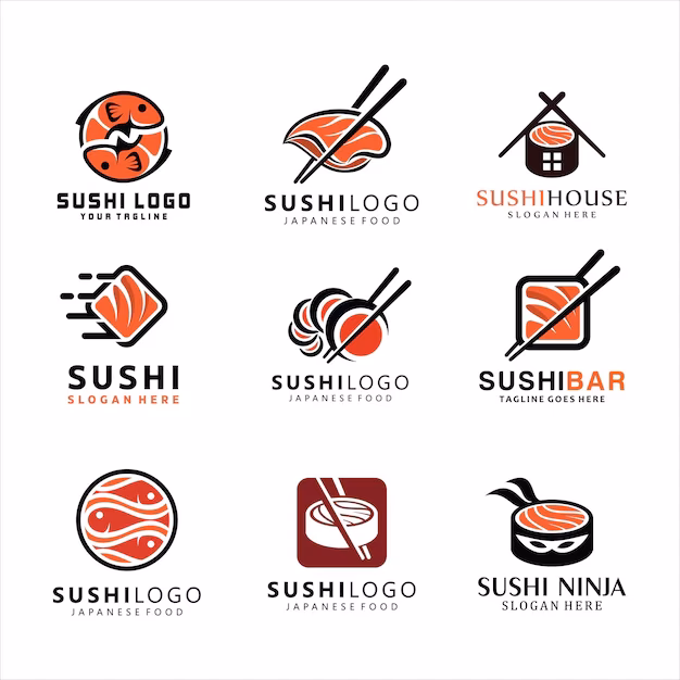 ¿Cuál es el efecto de los 4 peces en los logos de sushi?