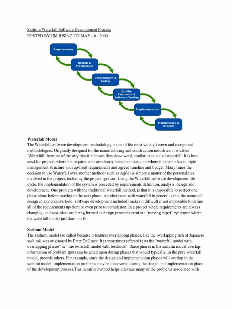 What is a Sashimi Waterfall model?