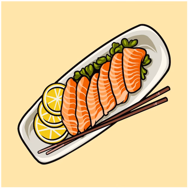 How many sashimi octopus & salmon illustrations are there?