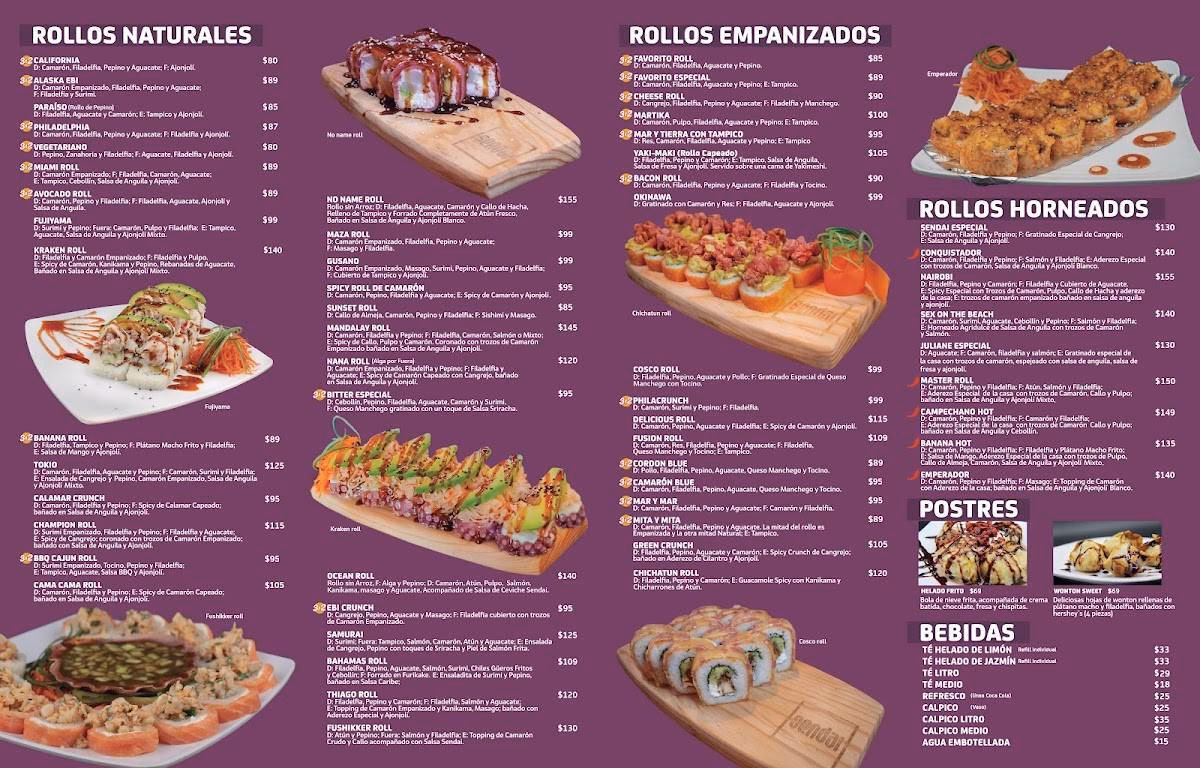 ¿Qué ofrece Sendai sushi Paseo Bicentenario?