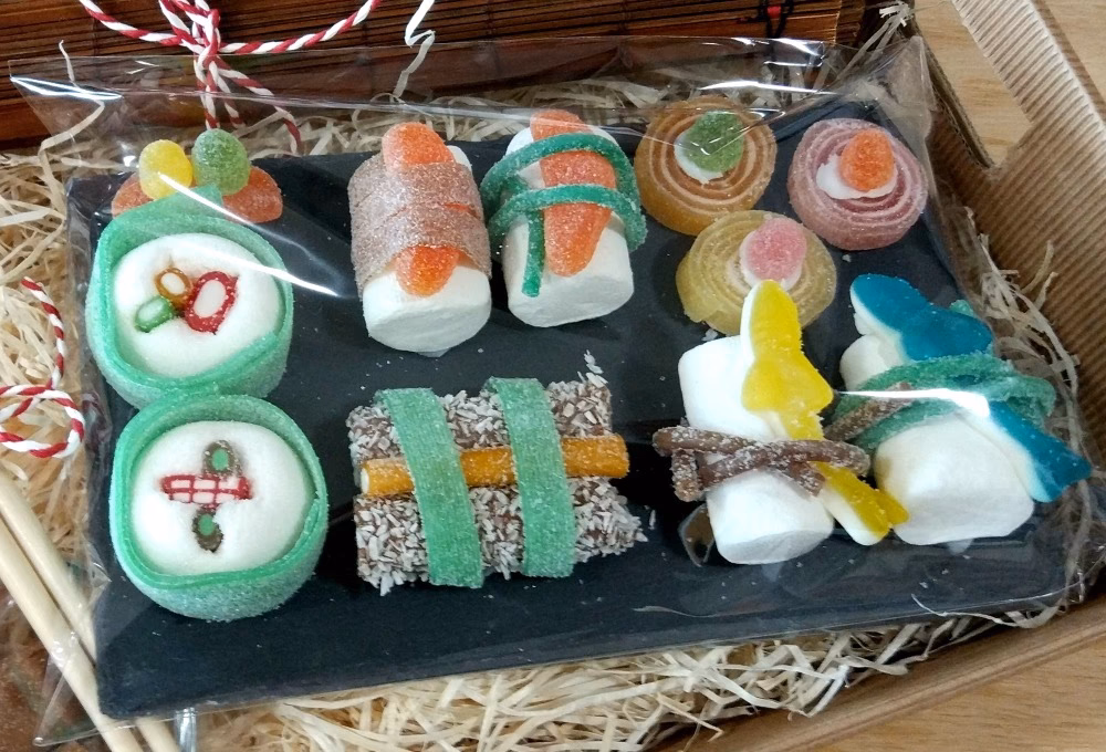 ¿Qué hay en la bandeja de sushi de gominolas?