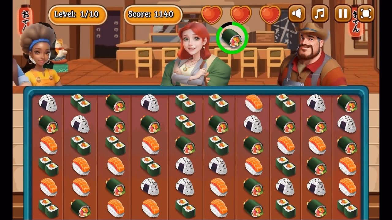 How do you play sushi master - match3 HTML5 game?