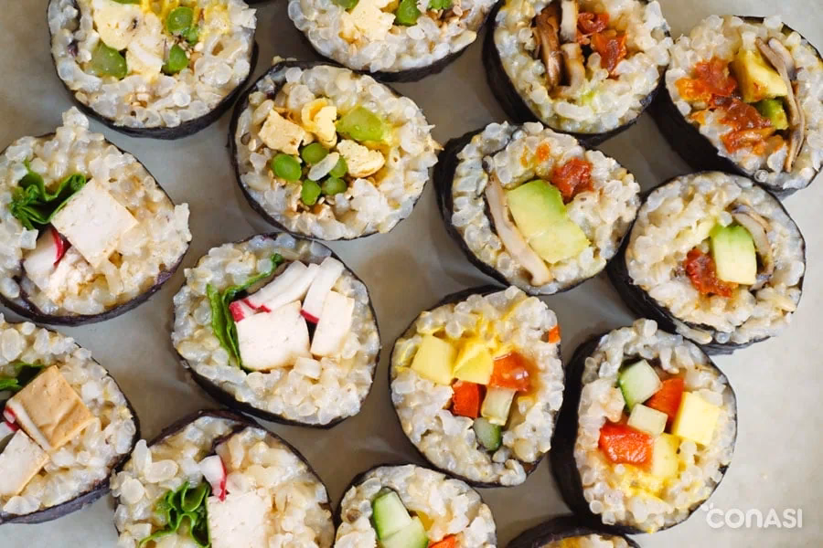 ¿Cuántas calorías tiene el sushi vegetariano?