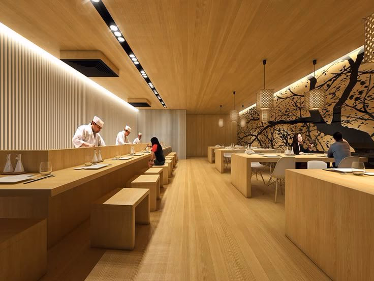 How do you design a sushi restaurant interior?