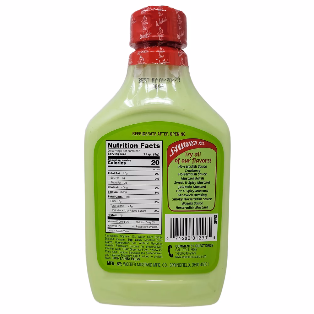 How is wasabi nutritional information obtained?